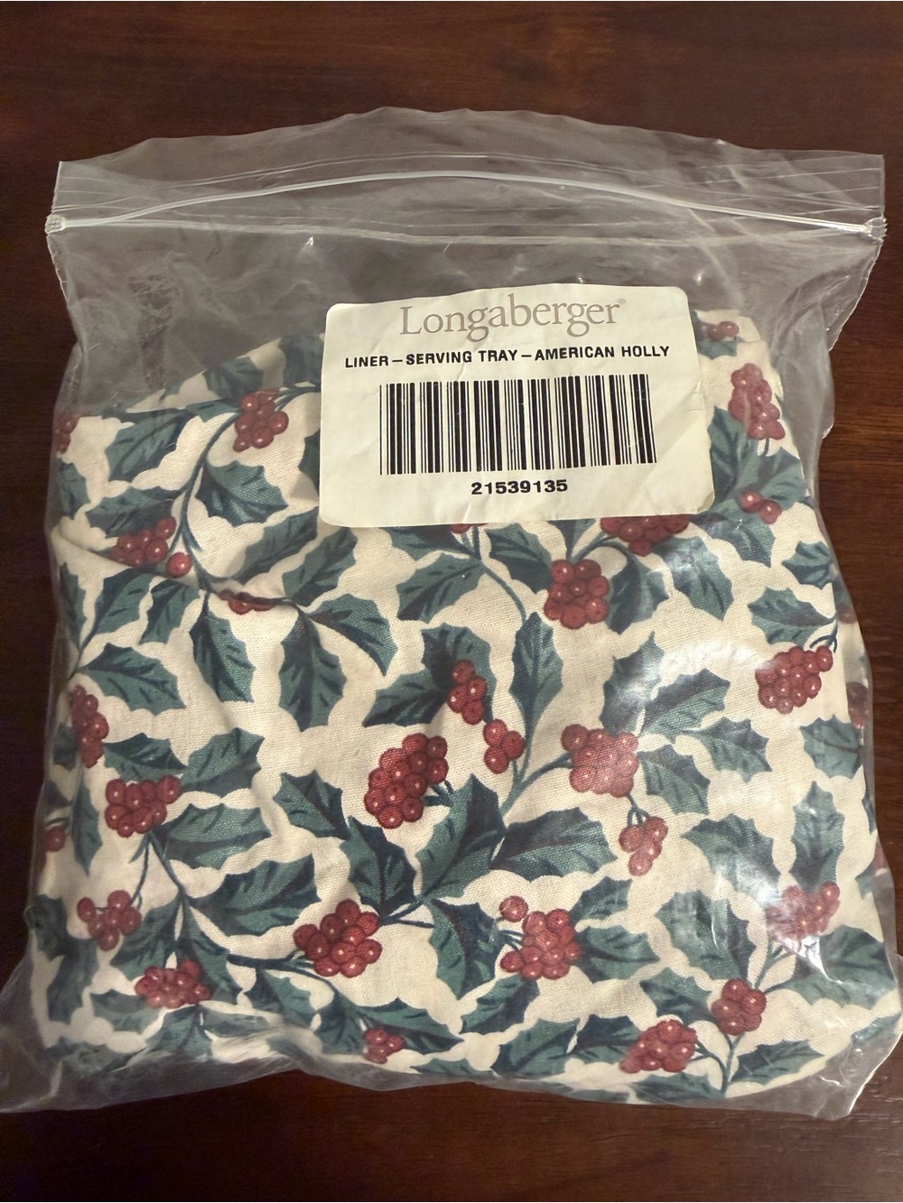 longaberger hostess serving tray Basket liner American Holly 21539135